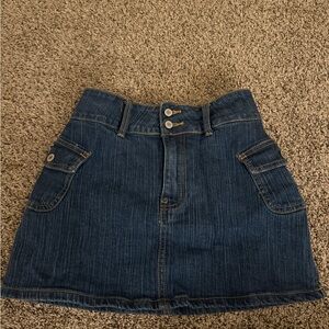 Brandy Melville Dark Blue Denim Mini Skirt with Pocket Tabs